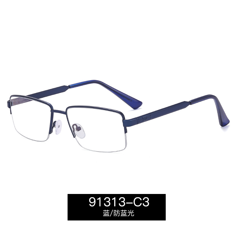 91313 nueva moda gafas de luz marco de metal medio marco gafas marco anti-azul gafas de luz con gafas de miopía para hombres