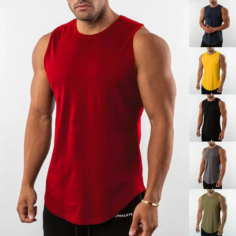 Футболка для зала, майка без рукавов, для бега, slim fit
