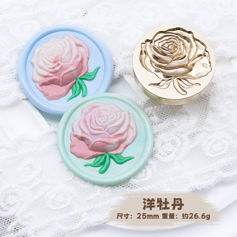 Sello de pintura de fuego serie de plantas tulipán rosa artística fuego pintura sello creativo cera regalo