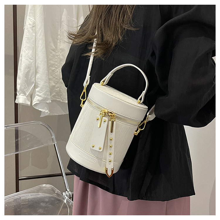 Piccola borsa a secchiello cilindrica di alta qualità per le donne, estate 2024, alla moda e versatile_voghion.com