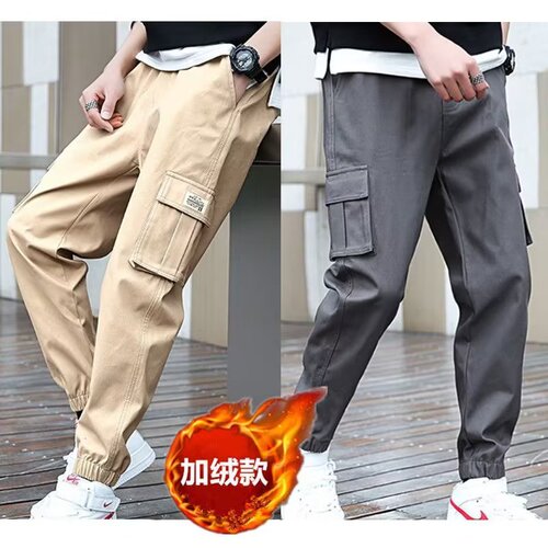 Workwear Pants for Men Spring and Autumn  New Loose Casual Ankle Pants Trend Brand 9/10 Length Men's Korean Version with Fleece