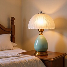 美式复古卧室床头台灯网红新款陶瓷台灯中山灯具跨境电商外贸工厂