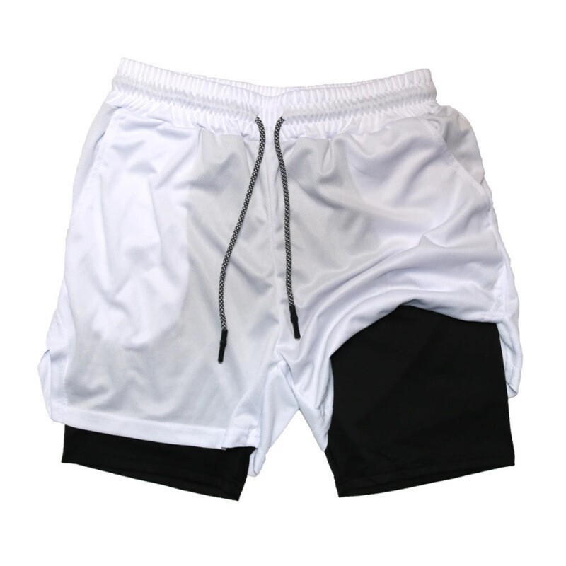 Men's Double-Layer Fitness Shorts Men's Fitness Gym Training 2-in-1 Sports Shorts Quick-Dry Workout Jogging