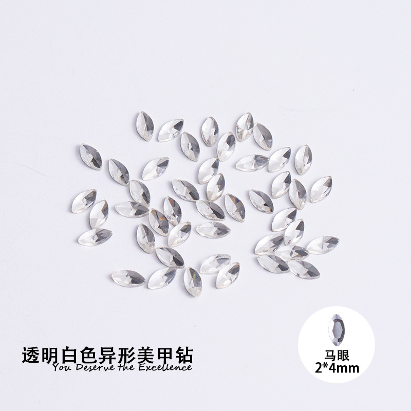 말 눈 2*4mm 흰색 평평한 바닥 특수 모양