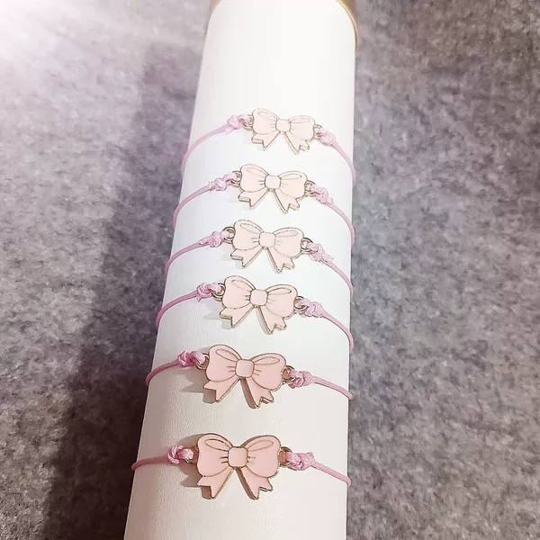 Accessories for Best Friends, Friendship Gifts, Enamel Alloy Bow Tie, Handmade Woven Simple Bracelet for Students, Men and Women