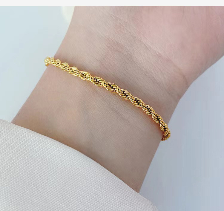 10g Weight PVD Coated Gold Plating Process Real Gold Plated Plating Material 304 Stainless Steel Pendant Material PVD Coated Real Gold Plated Solid Color 304 Stainless Steel Simple Style Waterproof Non Tarnish 304 Stainless Steel Bracelets