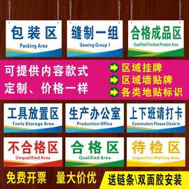 工厂车间公司区域标识牌科室划分标示牌仓库门牌标贴悬挂吊牌
