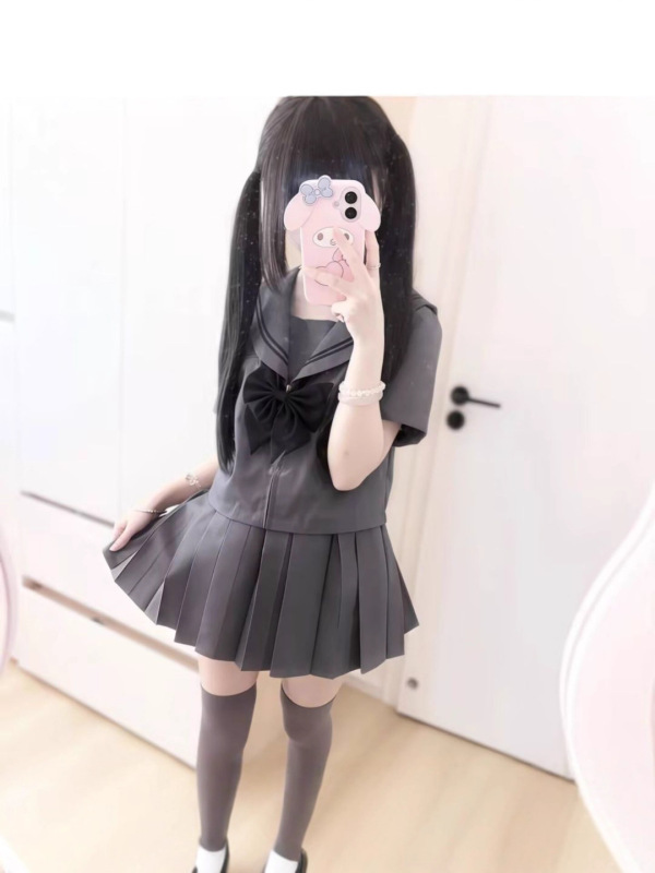 【现货】正版原创jk制服女基础款灰色二本水手服套装校供感百褶裙|undefined