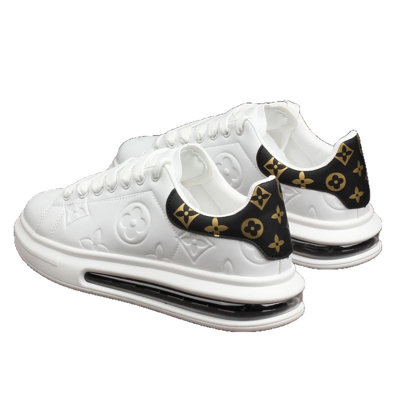 Zapatos blancos de pareja pequeña estampados 2025 nueva versión coreana de los zapatos casuales de los hombres bajos aumentan las zapatillas de deporte de todo fósforo hombres