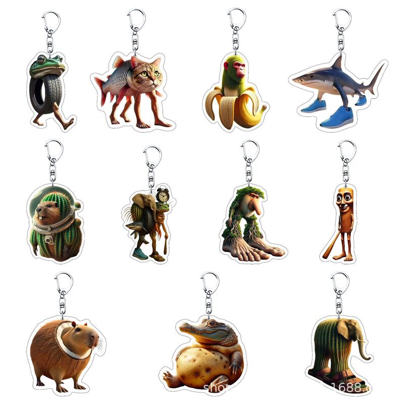 Cross-Border New Product Ai Foreign Mountain and Sea Scriptures Peripheral Keychain Funny Abstract Wooden Stick Foot Tree Acrylic School Bag Pendant Cross-Border New Product Ai Foreign Mountain and Sea Scriptures Peripheral Keychain Funny Abstract Wooden Stick Foot Tree Acrylic School Bag Pendant