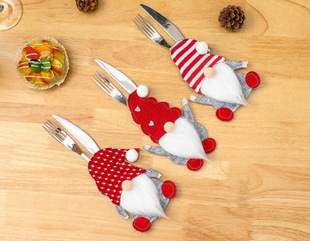 Christmas decoration supplies dwarf knife and fork set Faceless Old knife and fork bag cross-border new Rudolf tableware set