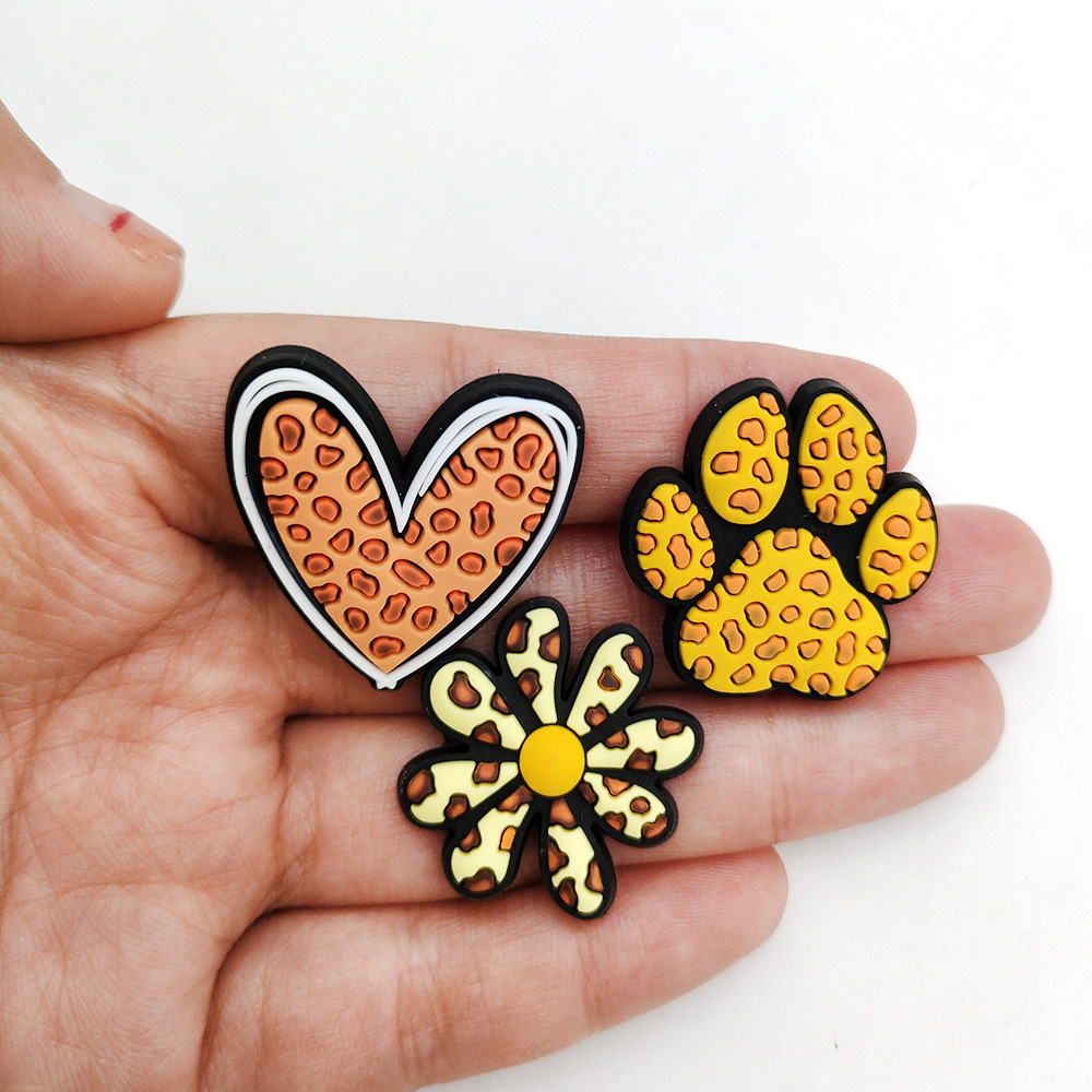 Holiday, Street Occasion Heart Shape Bow Knot Leopard Shoe Accessories PVC Self-adhesive All Seasons Shoe Buckle
