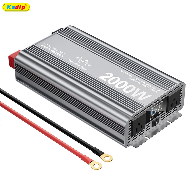 2000W Pure Sine Wave Inverter 12V to 110V with Display Dual Us Plug Inverter Power Converter Booster