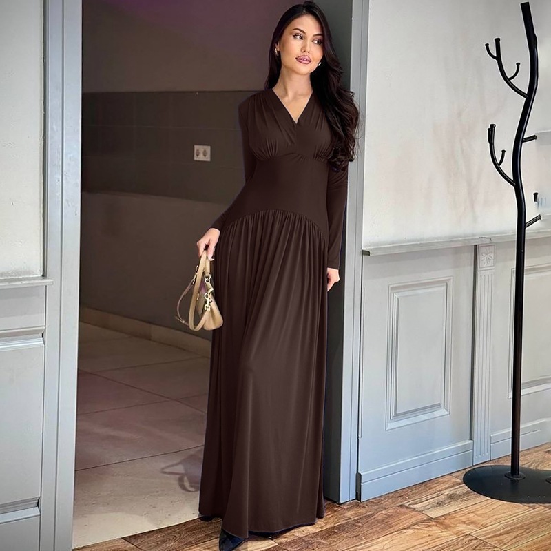Hot-Selling Women's Fashion 2025 Summer New Fashionable Elegant Slim Waist Long Sleeve Dress Wholesale_ecoleips.com