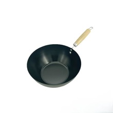 加厚不粘炒锅 厂家直销商用家用 防热木手柄 煎锅螺纹焖锅