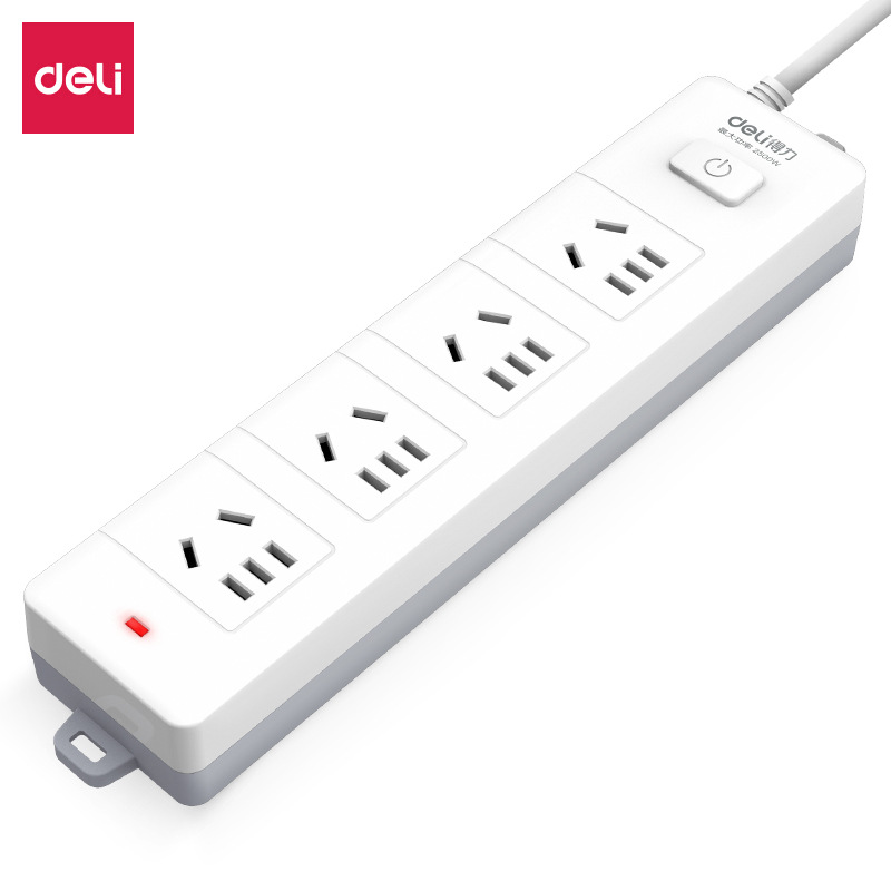 得力18253/18253(02)插排插线接线板多功能办公室带线电源插座3米