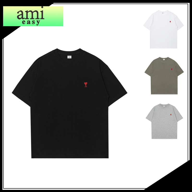 Ami&Easy Trendy Brand High-Quality Round Neck Embroidered Short-Sleeved Men's Summer Simple Sports and Leisure T-Shirt Youth