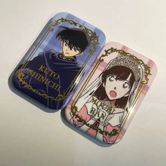 名探偵コナン同人周辺箔押しバー工藤新一毛利蘭バッジストラップ飾り谷子