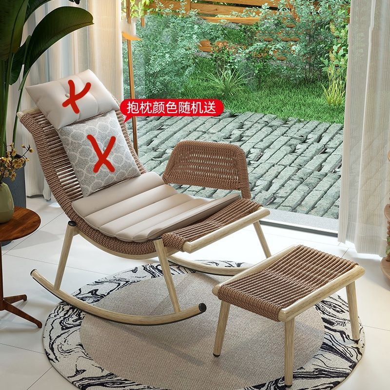 Mecedora al aire libre, sillón reclinable, sala de estar para el hogar para adultos, sofá perezoso, balcón, silla de mimbre individual, patio, mecedora retro