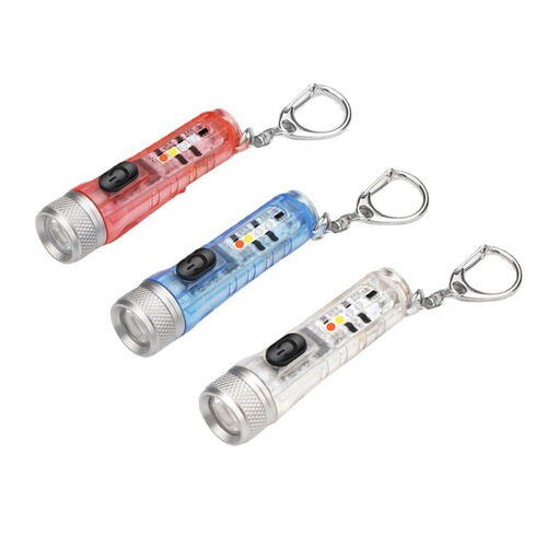 Mini small clip-on flashlight strong light rechargeable white red blue purple light currency detection lamp outdoor keychain gift flashlight