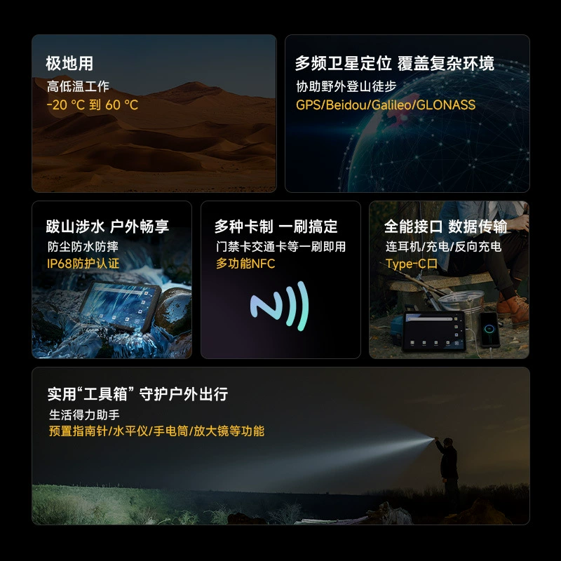 亿道 T1 eight-core Android GMS system IP68 dustproof and waterproof long battery life outdoor three-proof tablet computer