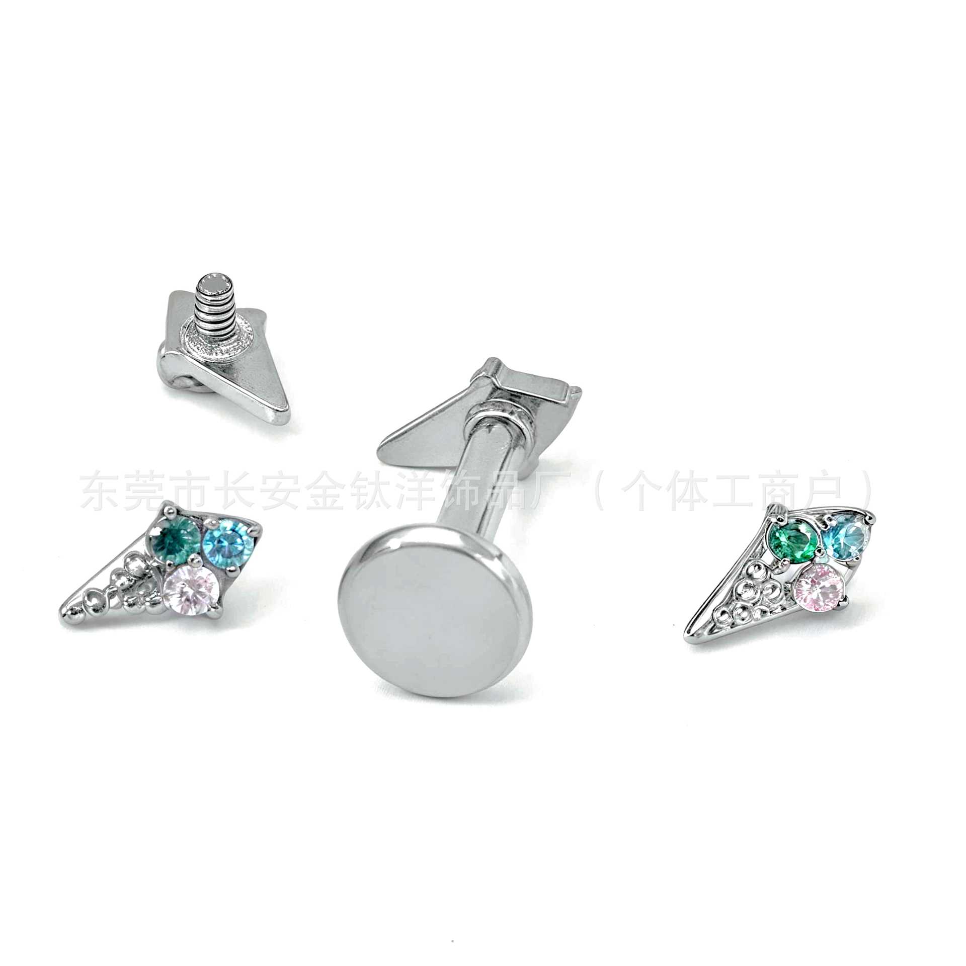 F136 Titanium Ice Cream Cone Zircon Earrings Nose Nails G23 Titanium Alloy Body Piercing Jewelry Ear Bone Nails detail image 8