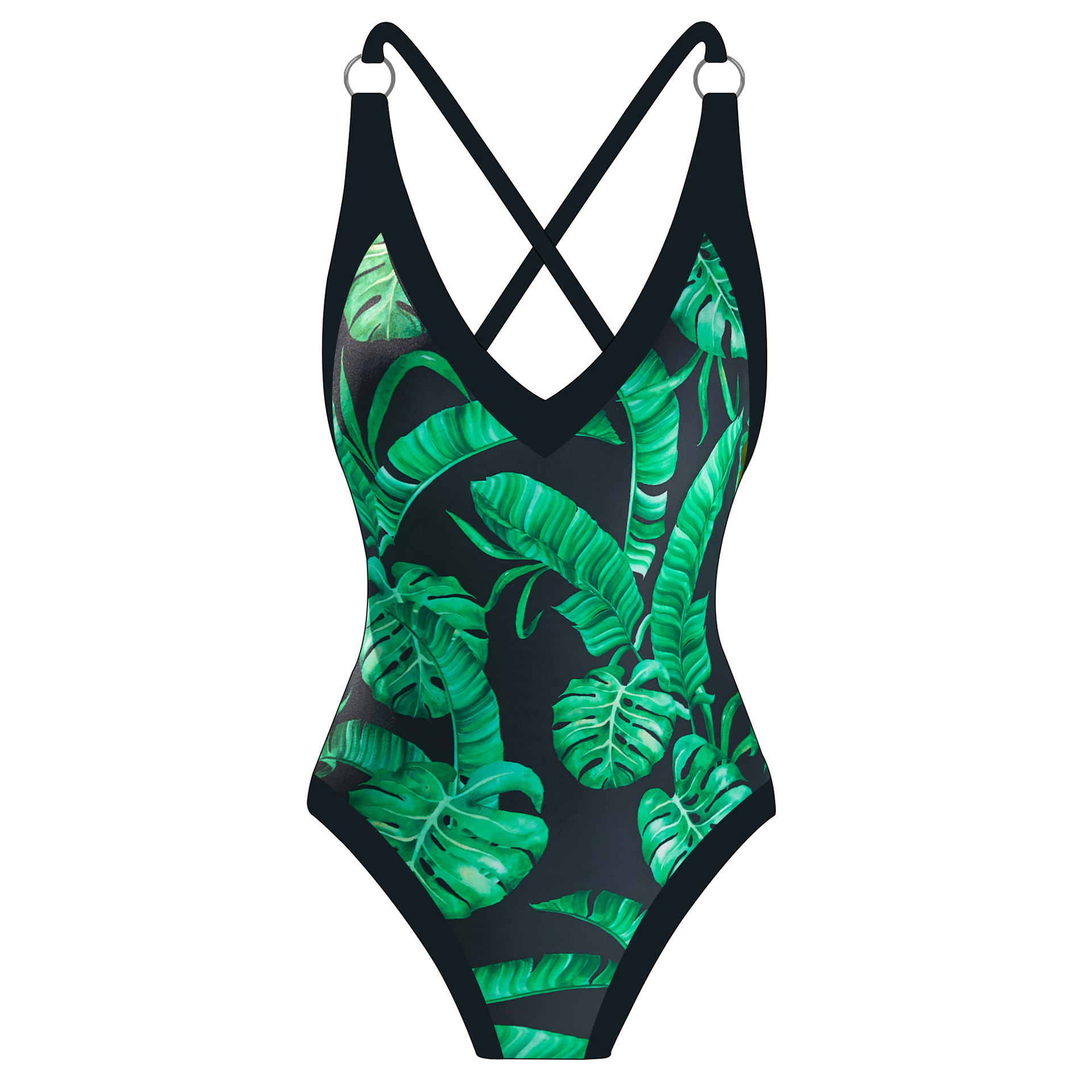 Dames badpak met bedrukte jumpsuit en strandrok van gaasstof_voghion.com