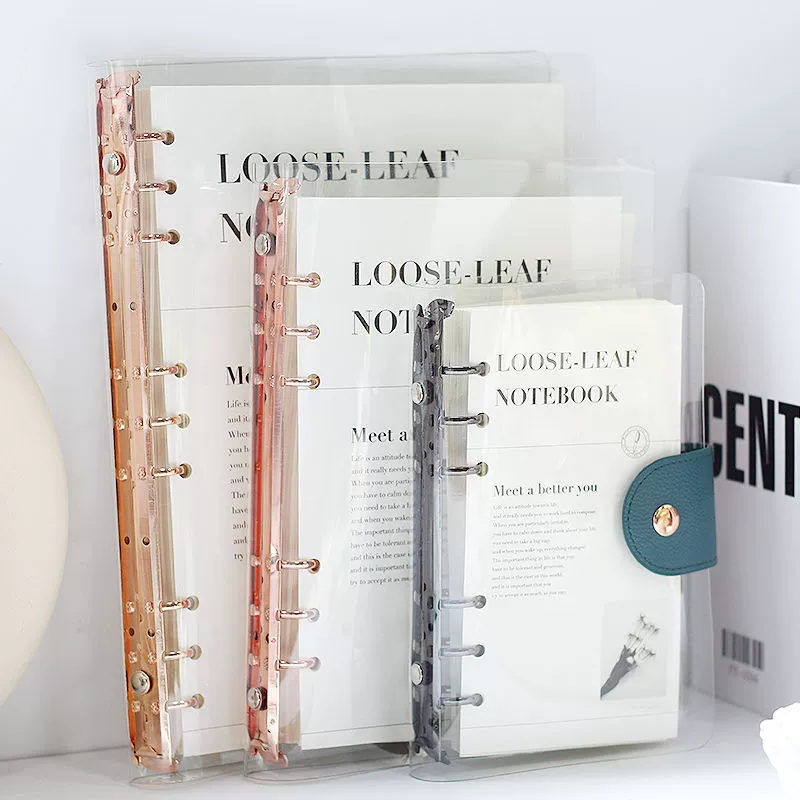 Removable PVC Notebook Cover for A6, A5, B5 Sizes with Gold, Silver, or Black Clips