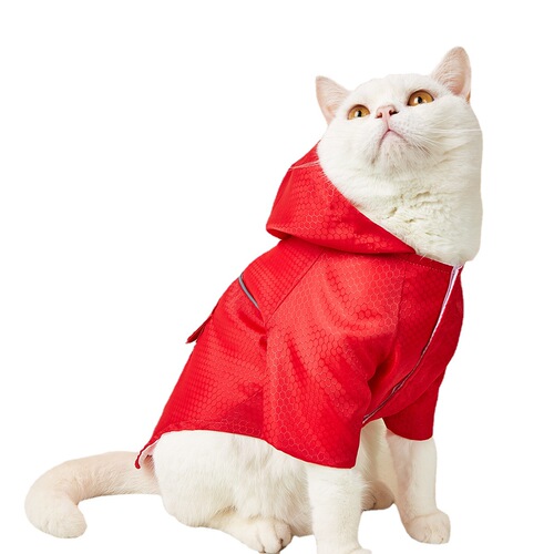 Cross-border exclusive pet raincoat with reflective strips for cats and dogs, nighttime reflective cats and dogs raincoat, Teddy dog raincoat, factory wholesale