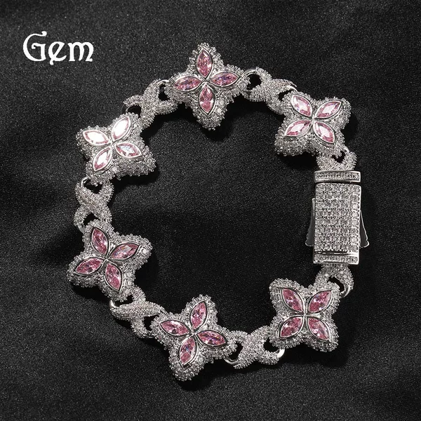 Hip-Hop Rap Chain Infinity Clover Bracelet Fashion Trendy Cool Cool Style 5A Colorful Necklace Jewelry Accessories