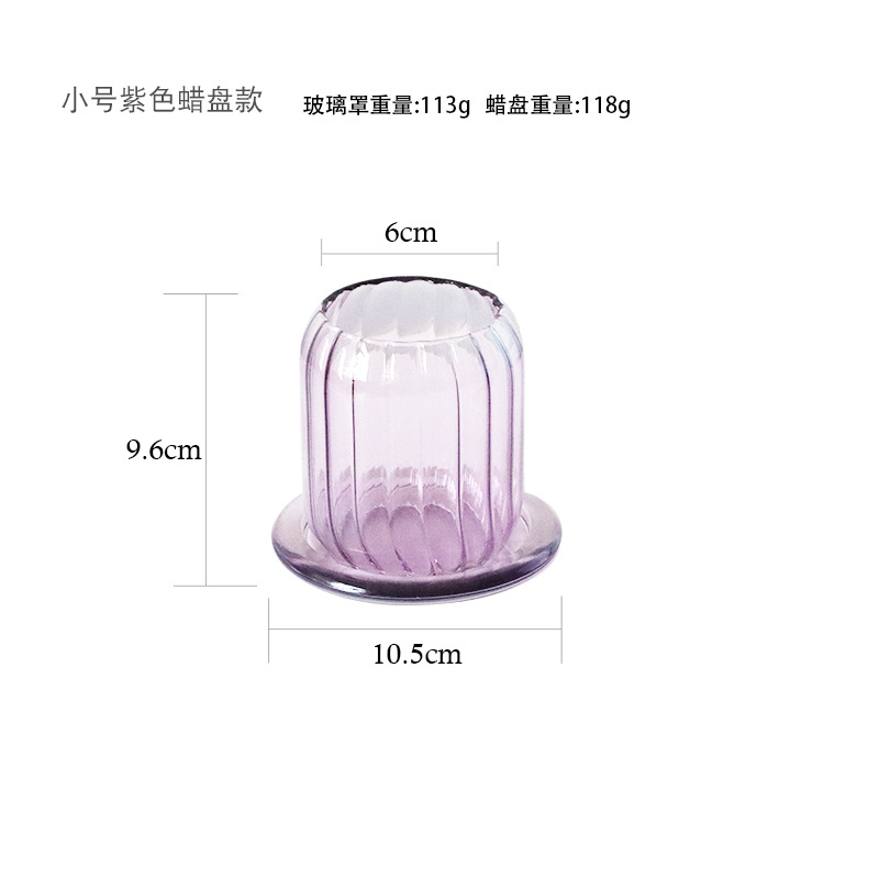 Taza de vela de vidrio chino cubierta de vidrio a prueba de vientos lujoso perfumado casero línea Zen perfumado sala de té decoración base de vela