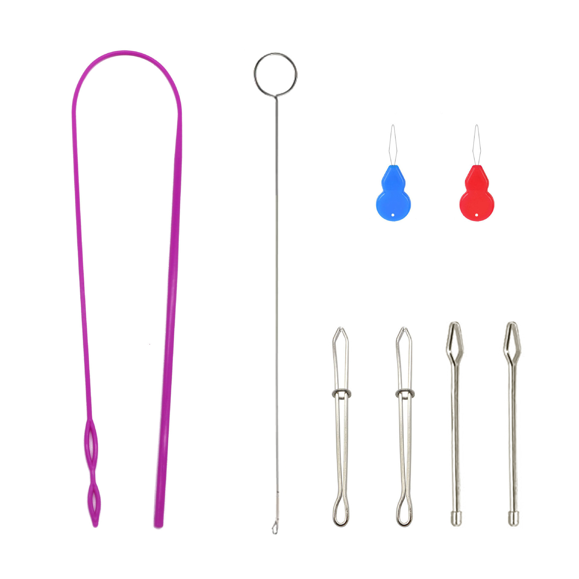 Juego de enhebrador de banda elástica de Amazon, cable de banda elástica de plástico largo, enhebrador de cuerda de doble orificio, clip de cinturón