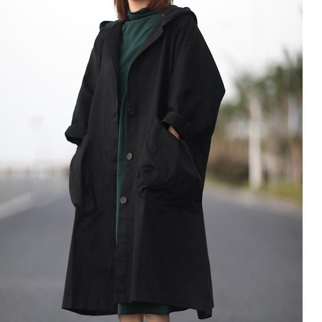 意大利休闲尾单剪标女装休闲连帽风衣外套宽松显瘦中长款大衣|undefined