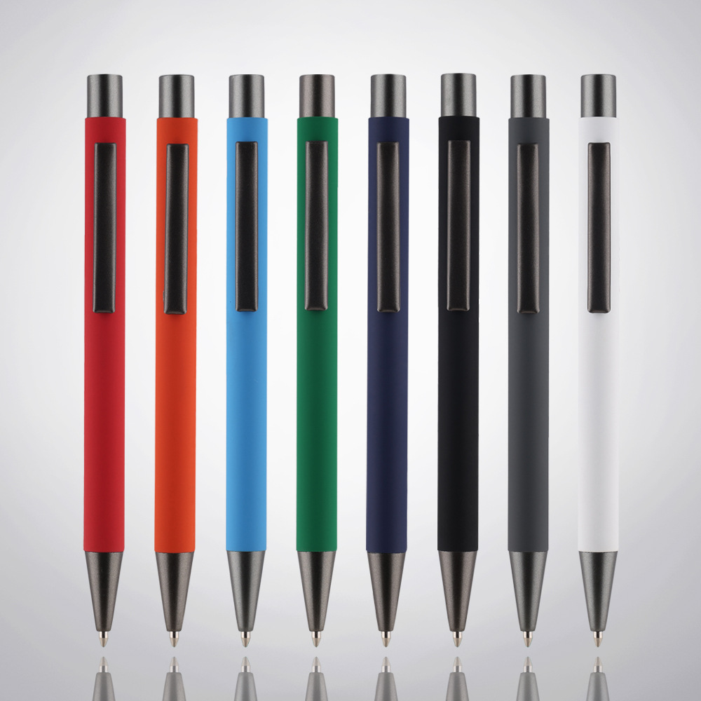 按动金属铝杆笔喷胶圆珠笔定制印LOGO激光刻字广告礼品笔油笔pen