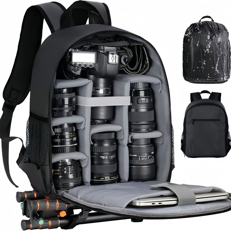 Backpack Camera Bag for Men and Women Professional Camera Backpack with Rain Cover Laptop Computer Partition Waterproof Photography Backpack