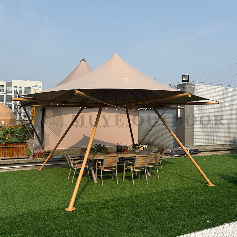 Muye Campamento al aire libre Sombrero de paja grande Carpa de cortina de cielo Área escénica Camping Carpa de comedor Campamento Carpa de celebridades de Internet