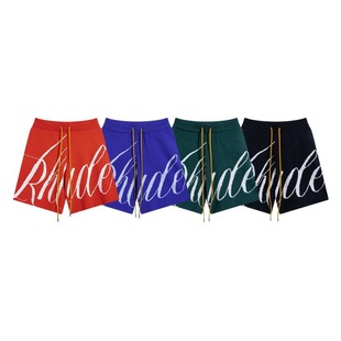 2022 американский стиль модный бренд RHUDE Letter LOGO жаккардовые шнурок вязаные шерстяные повседневные свободные шорты для мужчин и женщин