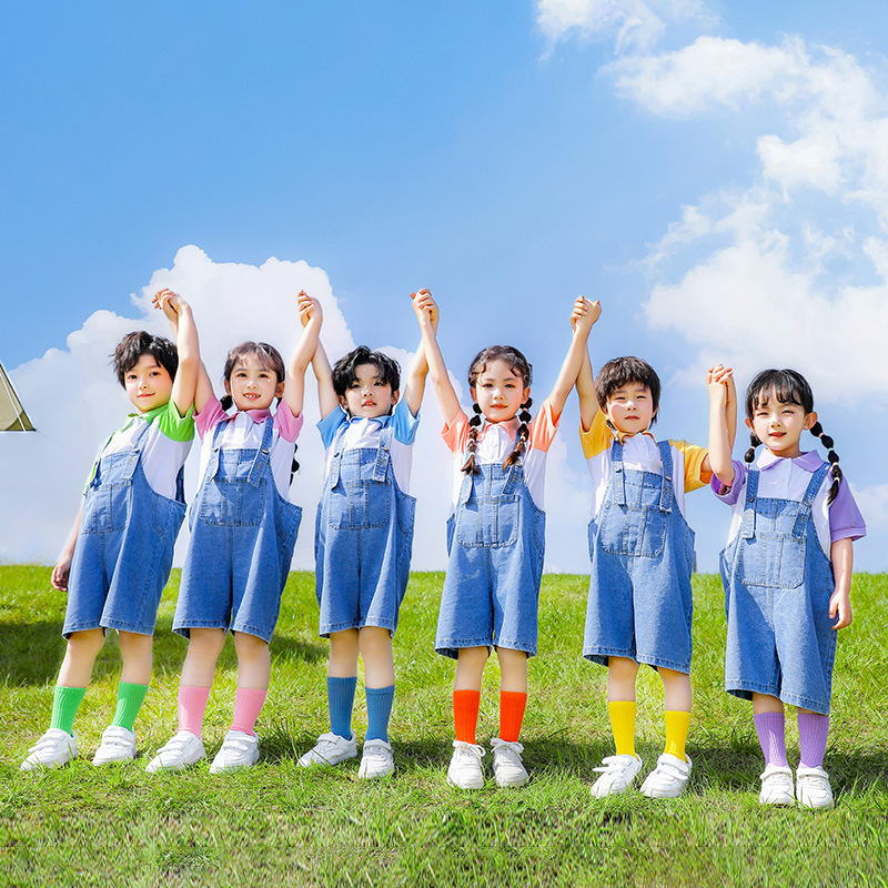 兒童演出服幼兒園班服小學生舞蹈服糖果色男女童啦啦隊街舞表演服