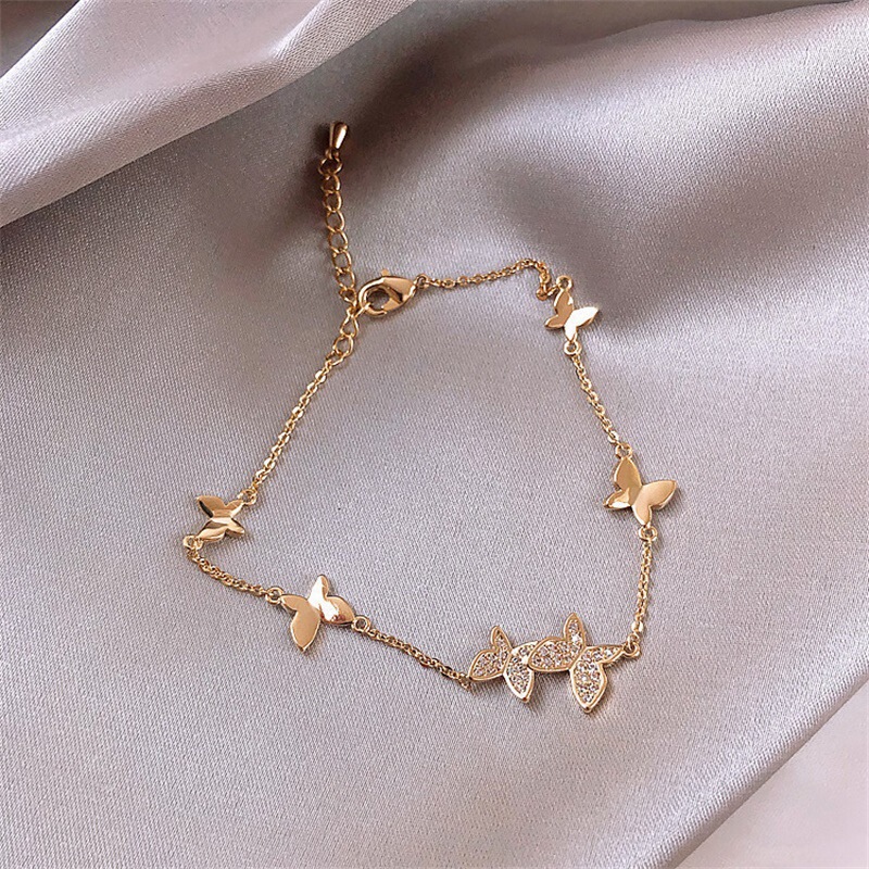 Japanese and Korean Style Light Luxury Fashion Diamond Bracelet Internet Celebrity Design Simple Butterfly Bracelet Niche Cold Style Foreign Trade Supply