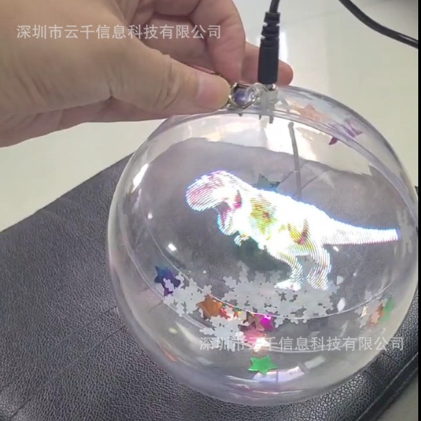 14CM 싱글 사이드 더블 사이드 HD 벌거 벗은 눈 3D 홀로그램 크리스마스 공 LED 홀로그램 팬 크리스마스 트리 3D 장식 공