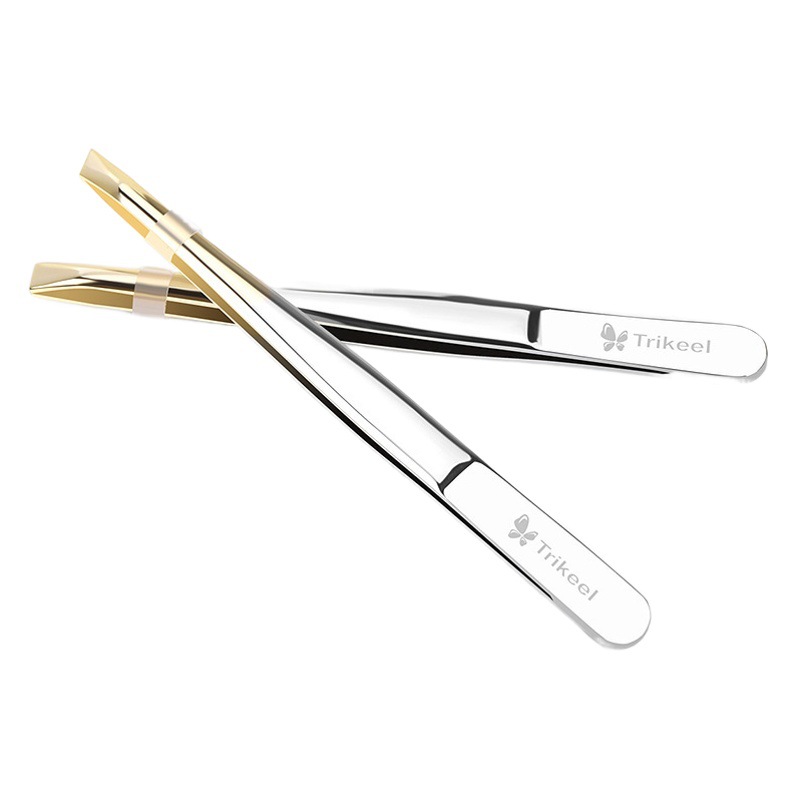 Sichuan Qier clip de ceja de acero inoxidable clip de CEJA oblicua Injerto de pestañas falsas pinzas de depilación pinzas de cejas planas herramienta de conformación de cejas