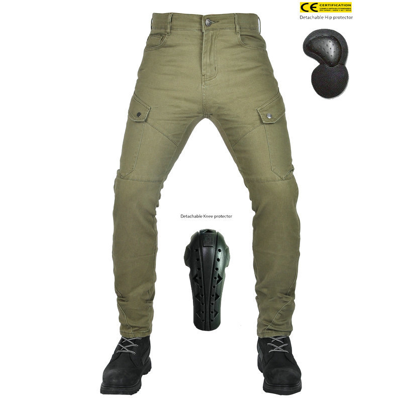 VOLERO motocicleta jeans hombres casual ejército verde motocicleta resistente a la caída ciclismo pantalones retro slim fit overoles Pantalones