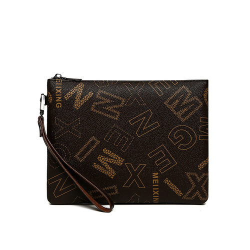 Hand-held new trendy large-capacity casual business envelope bag soft leather hand-grabbing bag, men's handbag small bag