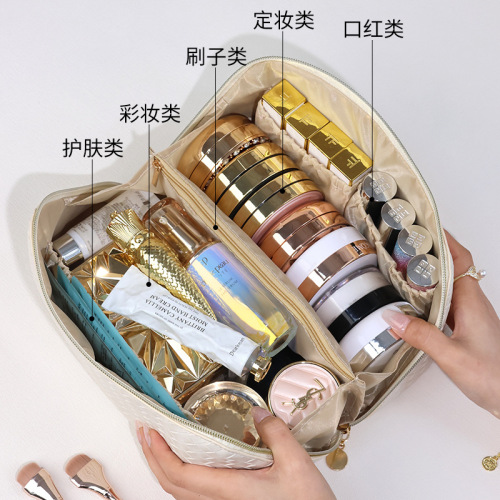 Xiaoxiangfeng woven cosmetic bag, large capacity and high appearance, portable ins style travel cosmetics toiletry storage bag