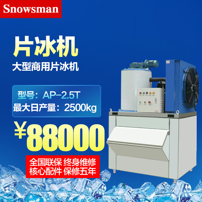 雪人片冰机AP-2.5T大型商用鳞片制冰机海鲜超市2500公斤Snowsman