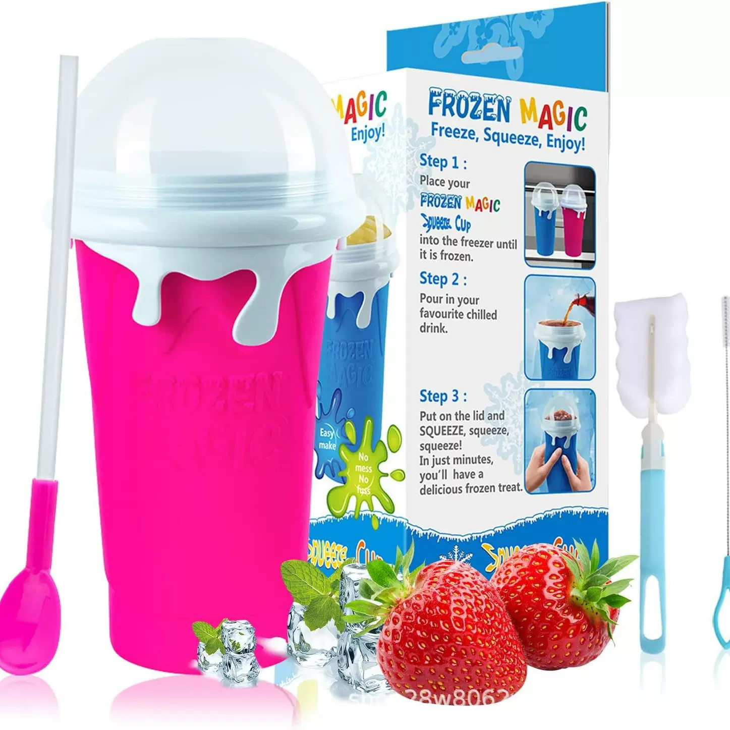 Slushy Maker 冰沙杯快速冷冻魔术杯500ML双层软泥制作杯儿童礼物