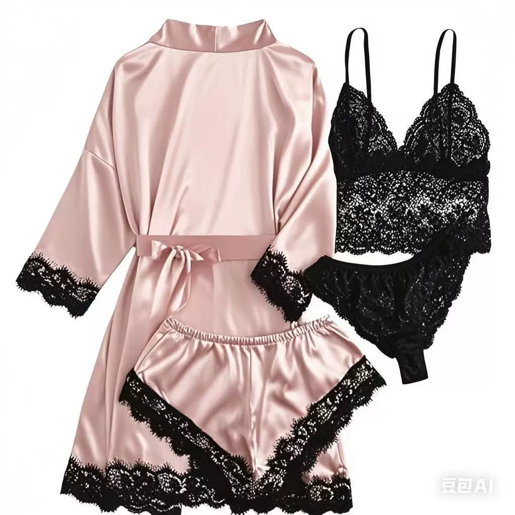 欧美女士大码外贸睡衣厂家亚马逊新款仿真丝