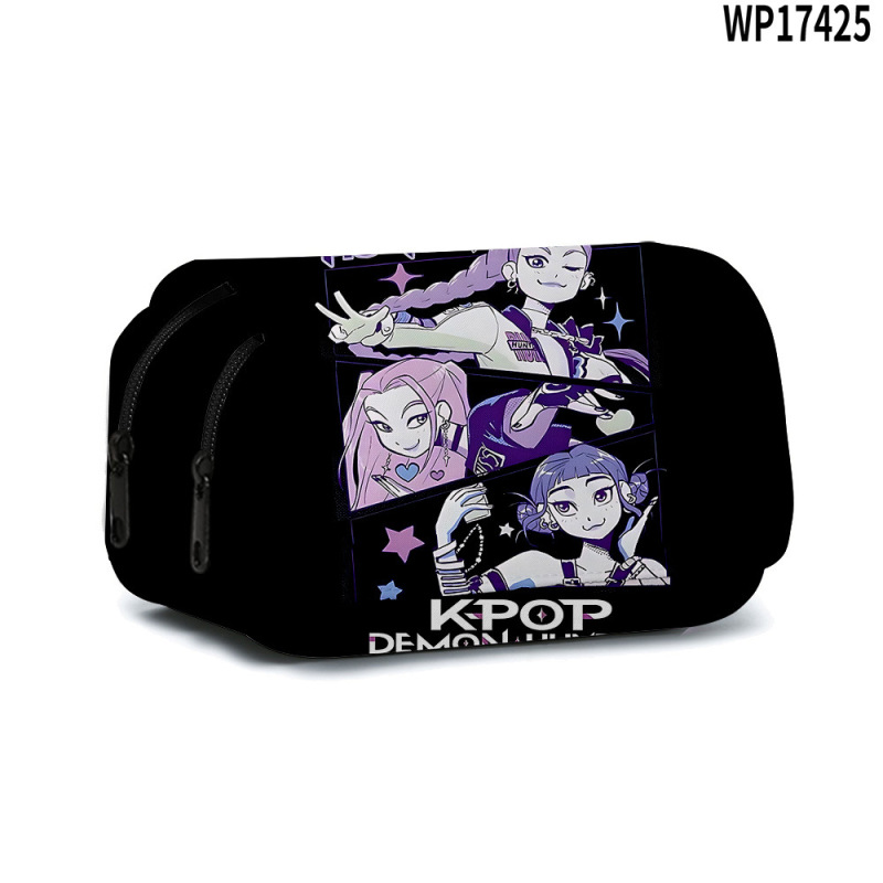 3D新品跨境电影  K-POP 猎魔女团双层翻盖笔袋儿童文具|undefined