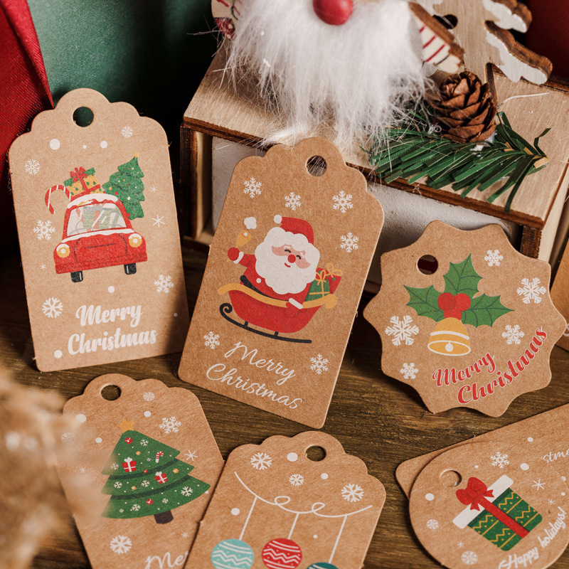 現物アマゾンのクリスマス装飾タグを厚くして、サンタクロースのクリスマスプレゼント装飾カードを印刷します。|undefined