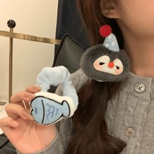 创意搞怪企鹅小鱼发圈女可爱卡通毛绒头绳丸子头发饰网红新款头饰